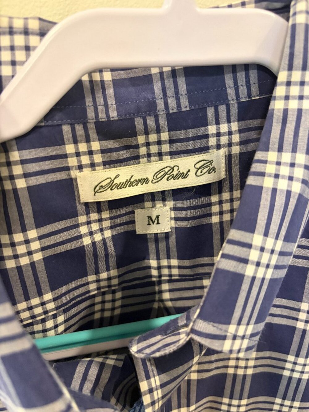 Southern Point Co. Button Up, Navy Plaid, M, Long SLeeves